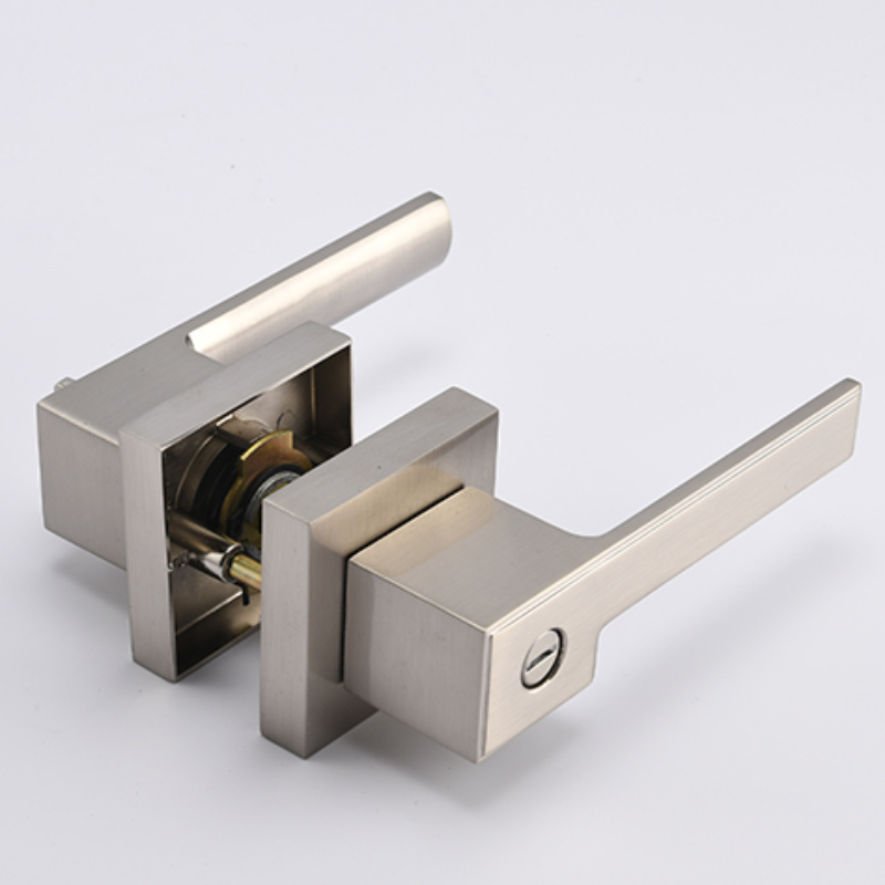 S7809 Současný čtvercový páka pro ochranu soukromí pro ložnicinebo koupelnu, knoflíky dveří bez klíčových zámků v saténuniklu